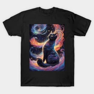 a cat observing the creation of the universe T-Shirt